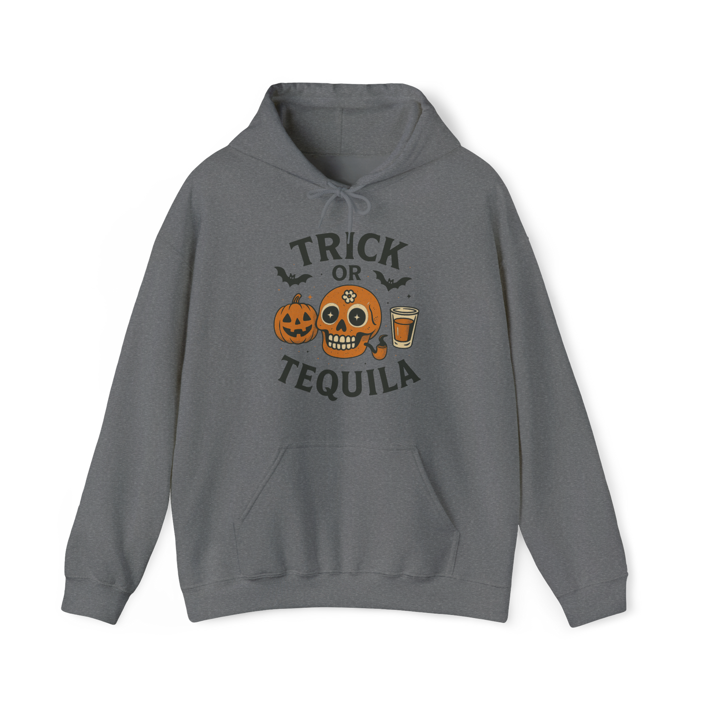 Trick or Tequila hoodie: Tricks, treats, and a shot of tequila.” – The ultimate hoodie for Halloween spirits.
