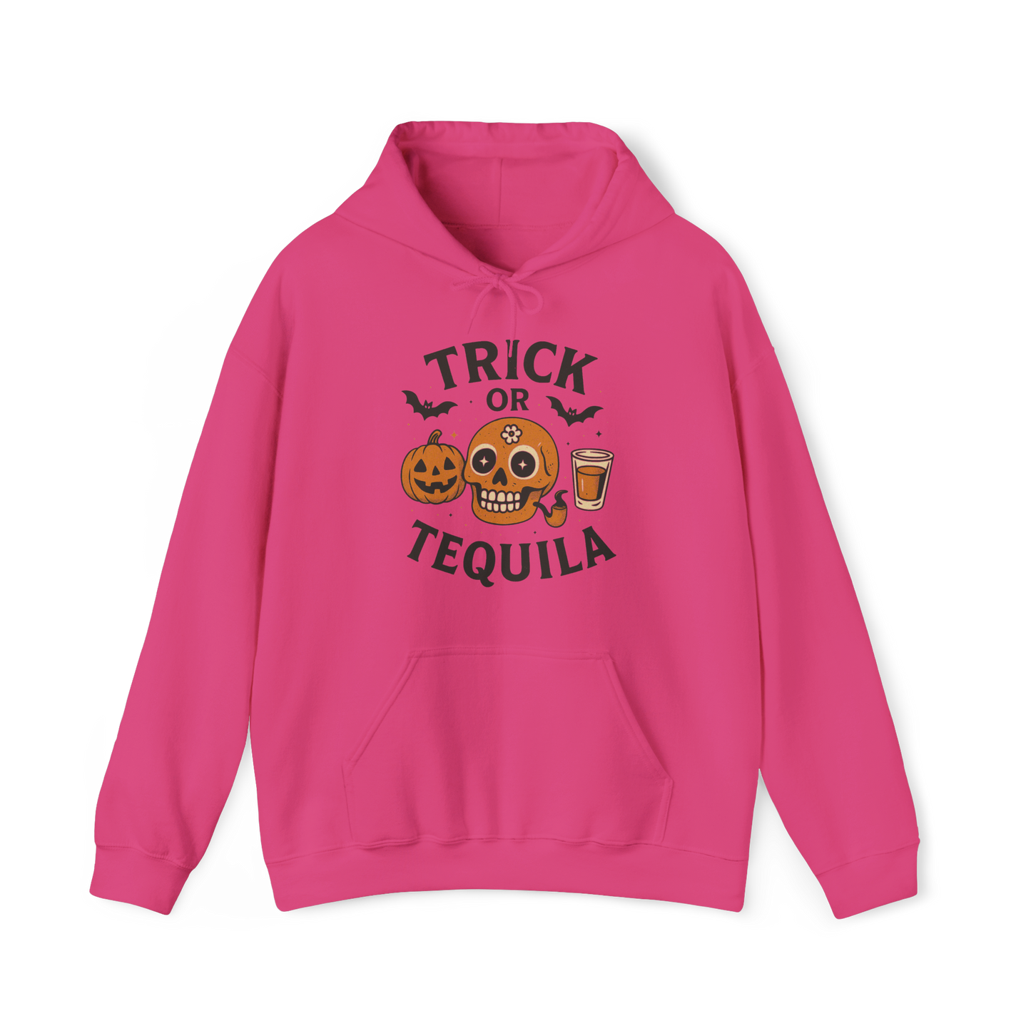 Trick or Tequila hoodie: Tricks, treats, and a shot of tequila.” – The ultimate hoodie for Halloween spirits.