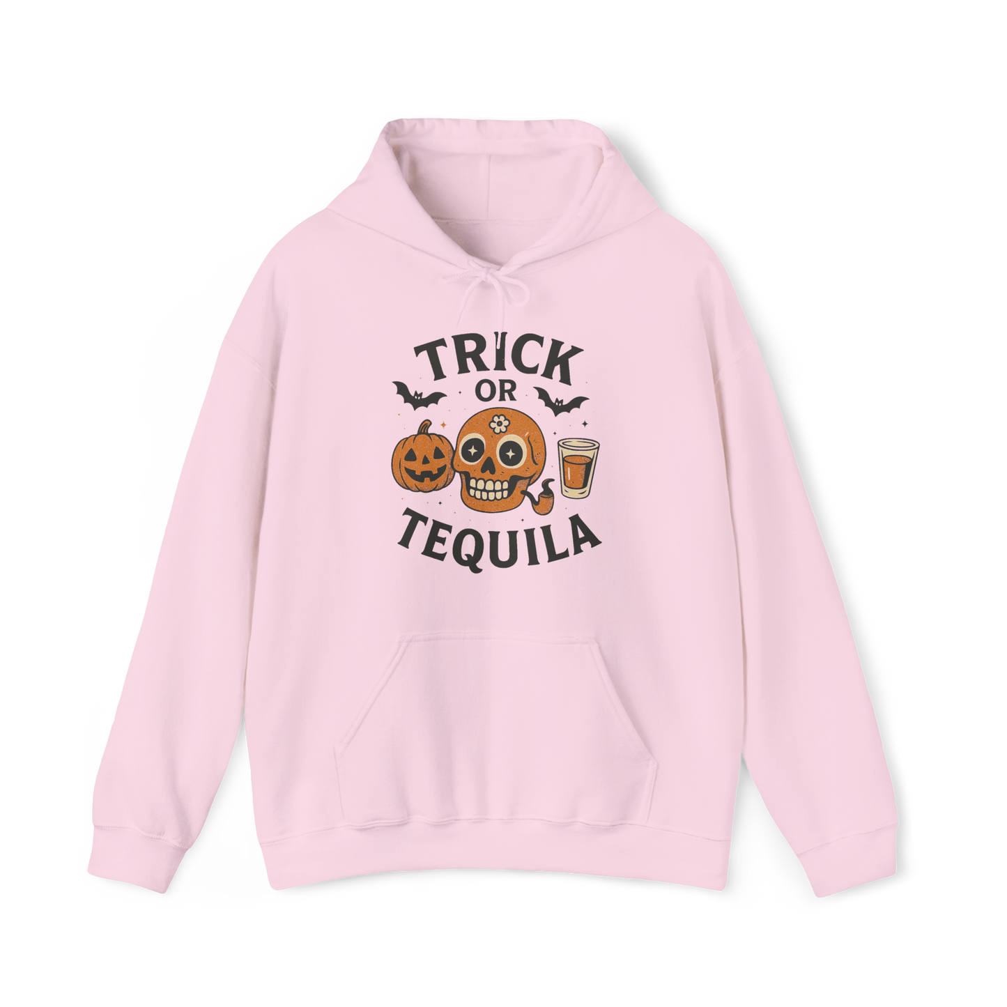 Trick or Tequila hoodie: Tricks, treats, and a shot of tequila.” – The ultimate hoodie for Halloween spirits.